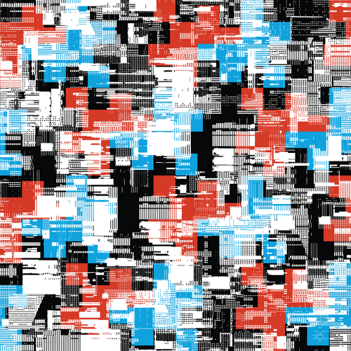 Multicolour Contrast Glitch Blocks Pattern