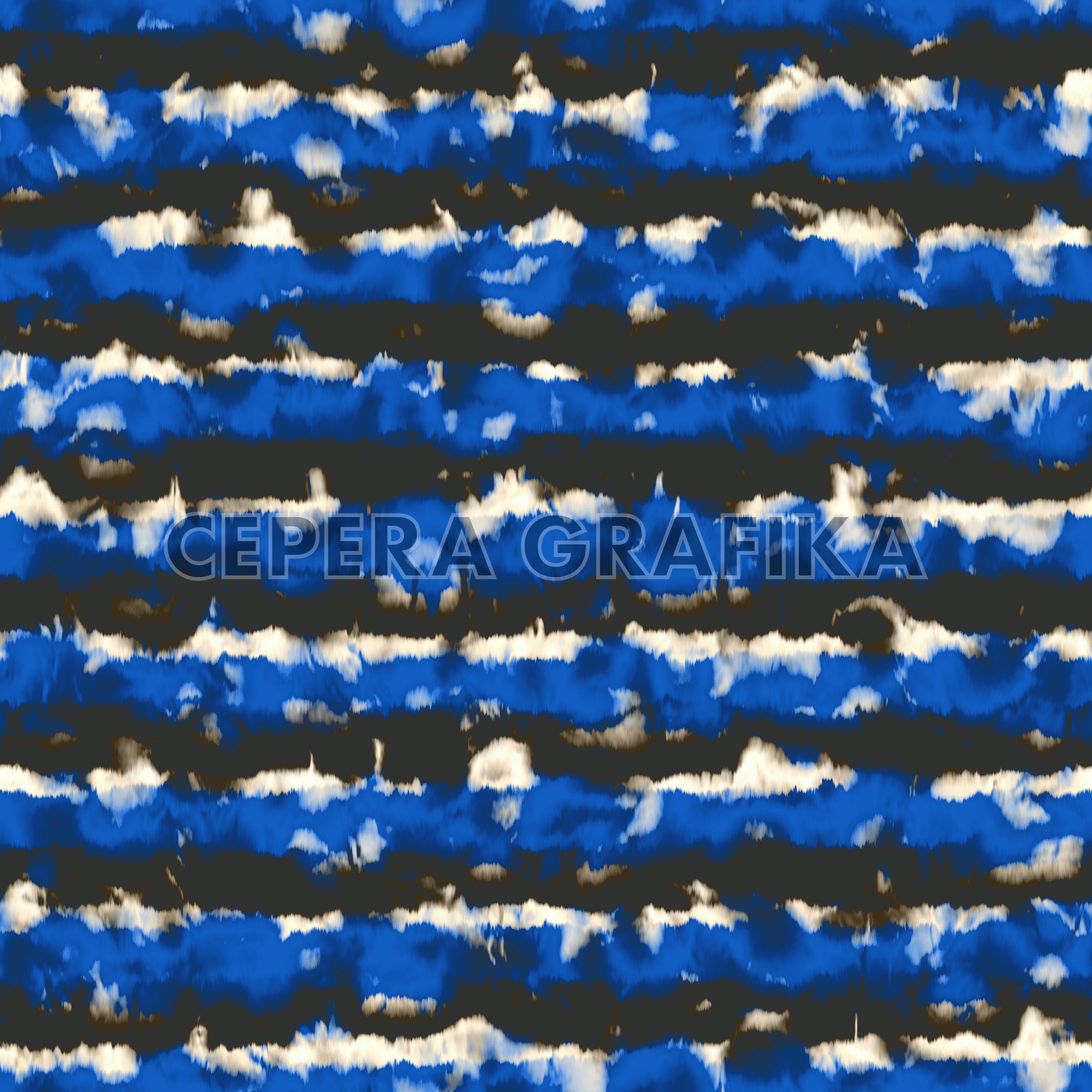 Cobalt Blue and Ink Tie-Dye Stripes Pattern