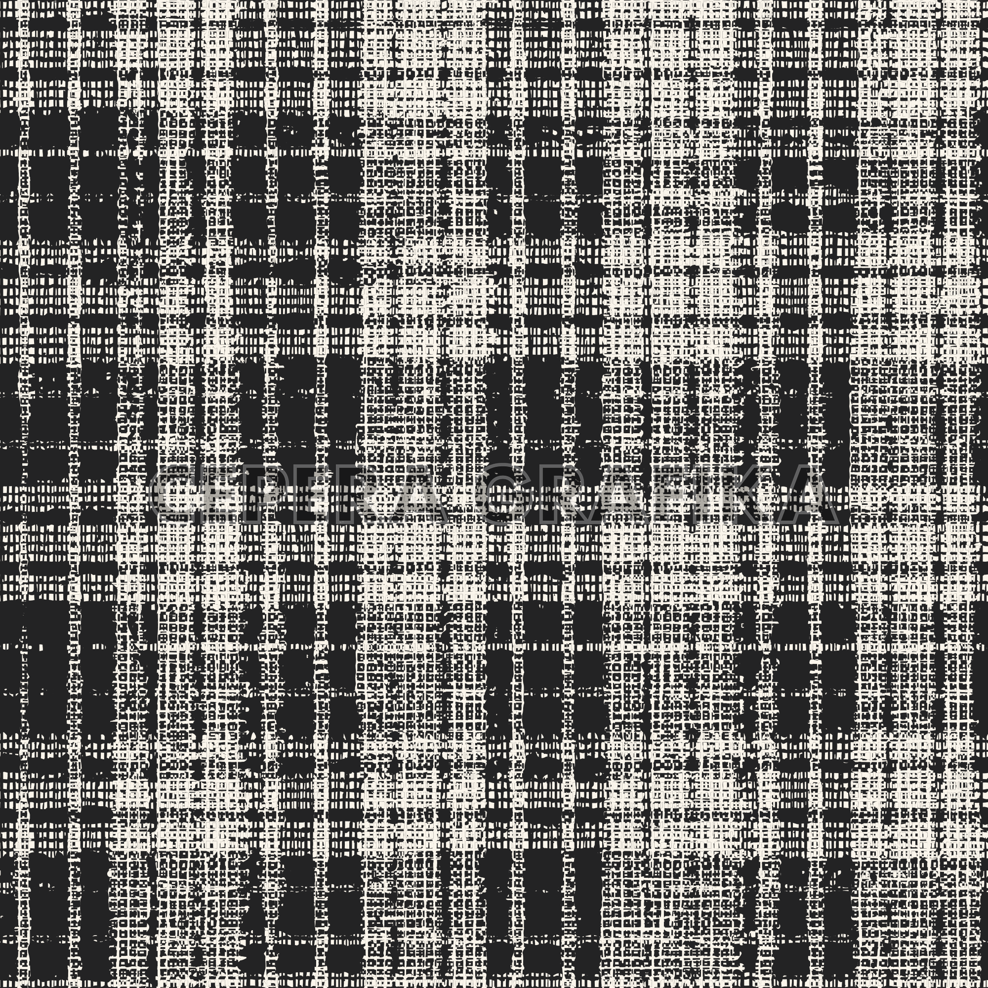 Monochrome Distressed Mesh Check Pattern