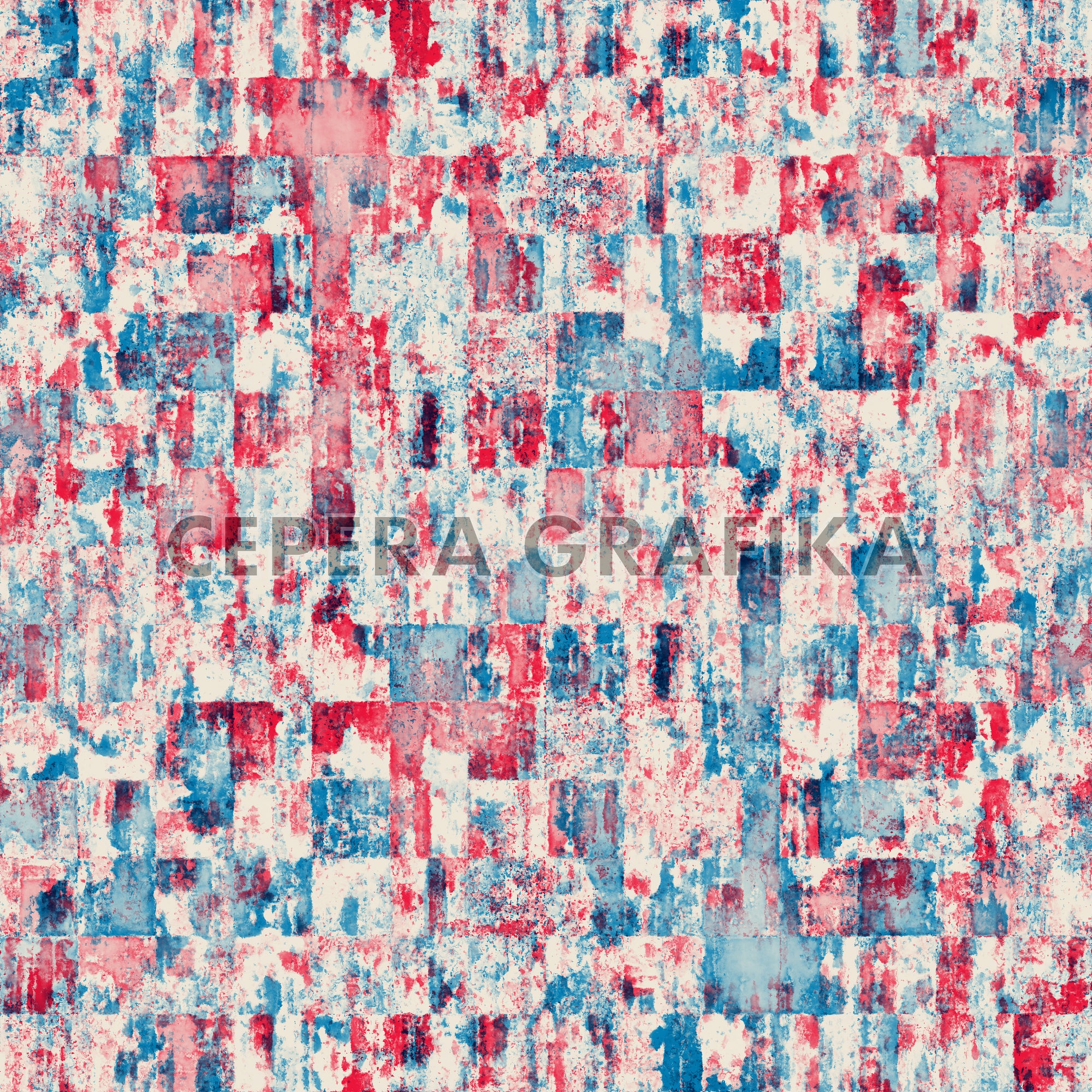 Multicolour Washed-Out Blocks Pattern