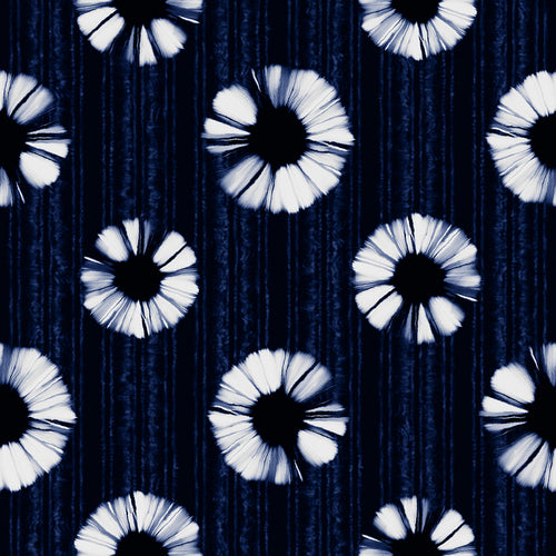 Deep Indigo Dye Floral Pattern