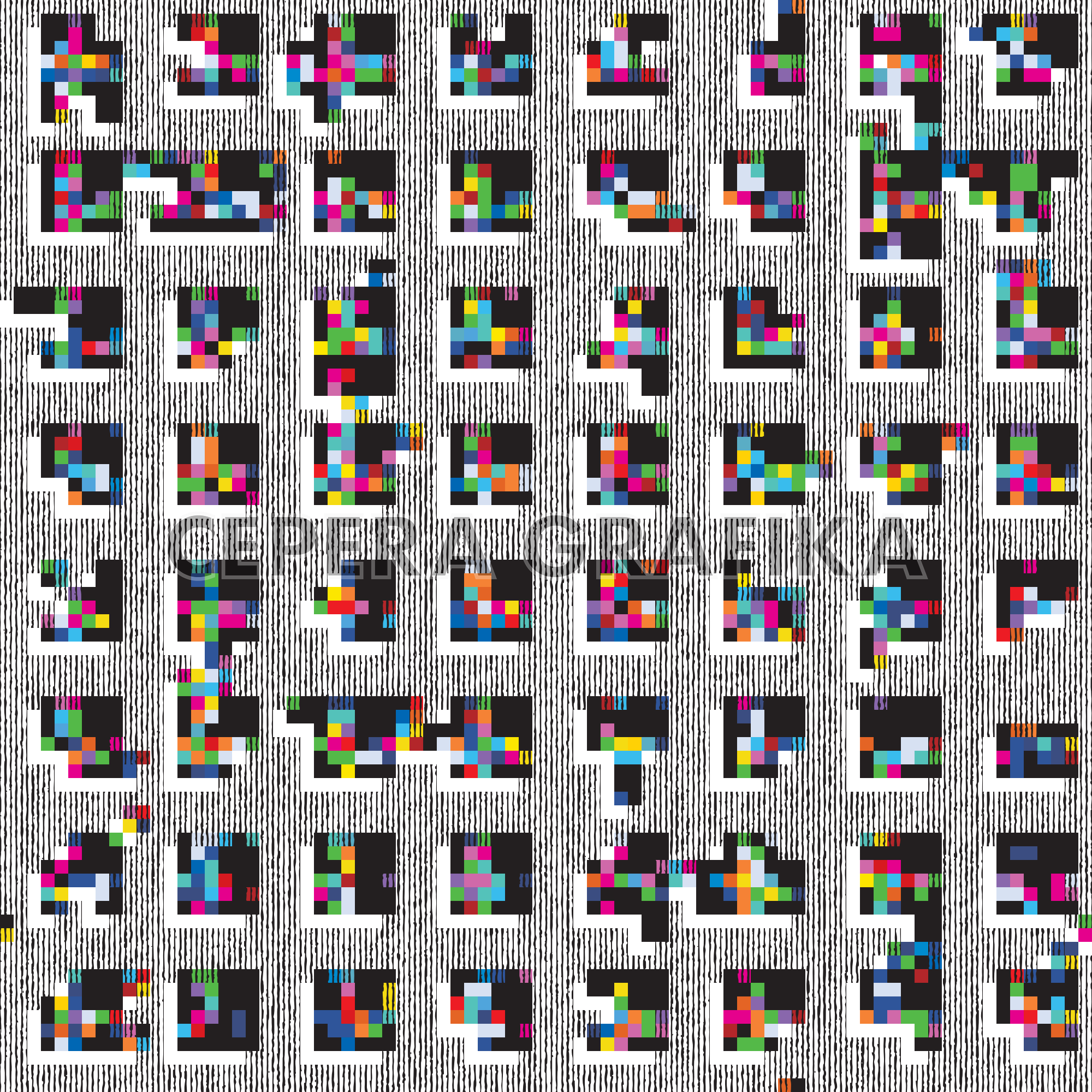 Multicolour Pixel Glitch Grid Pattern