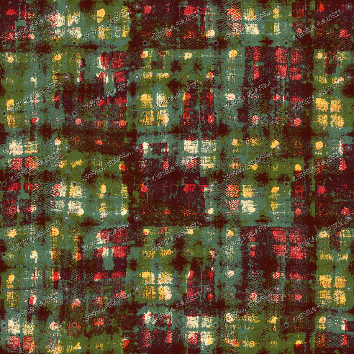 Multicolour Canvas Smudged Checked Pattern