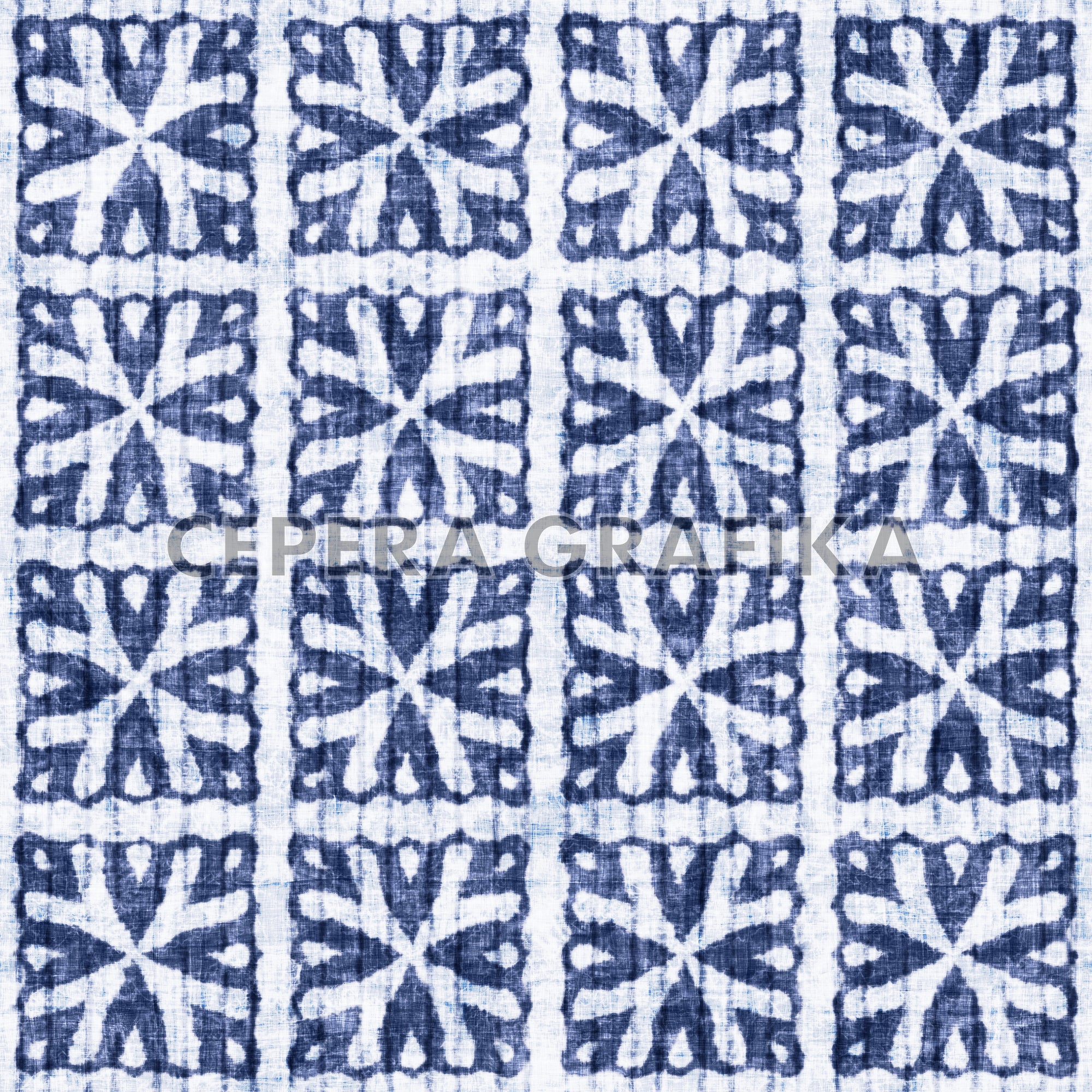 Bleached Indigo Folk Ornate Pattern