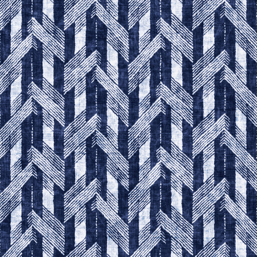 Indigo-Dyed Folk Herringbone Pattern