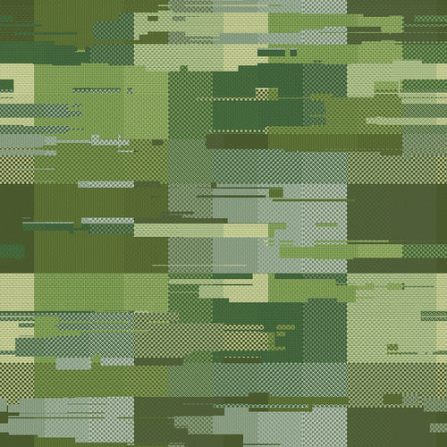 Tonal Green Glitch Blocks Pattern