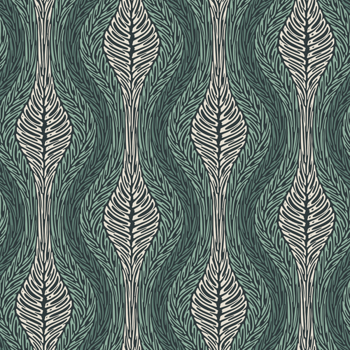 Tonal Green Ornamental Foliage Pattern