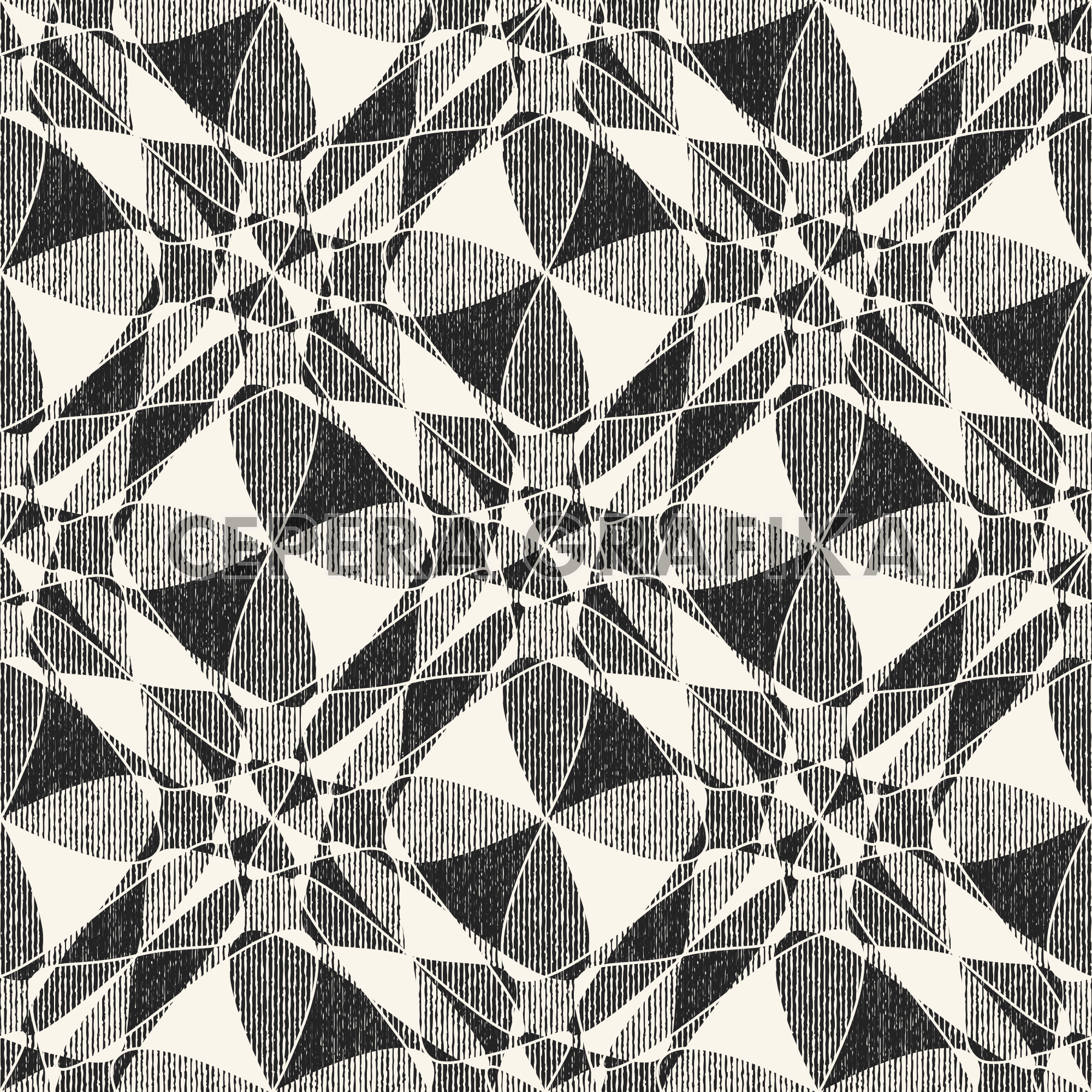 Monochrome Grain Kaleidoscope Check Pattern