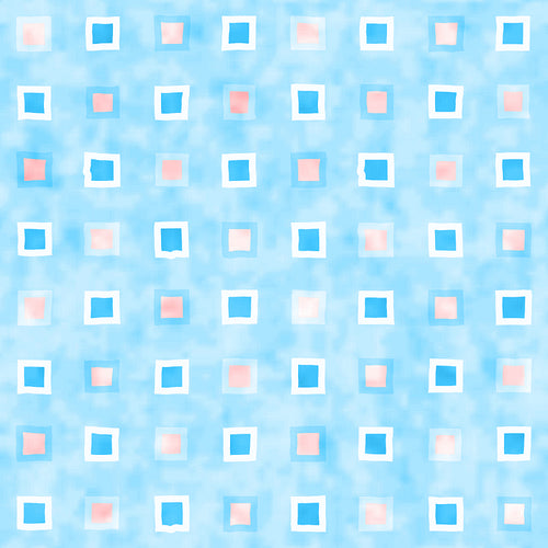 Light Blue Watercolor-Dyed Square Dots Pattern