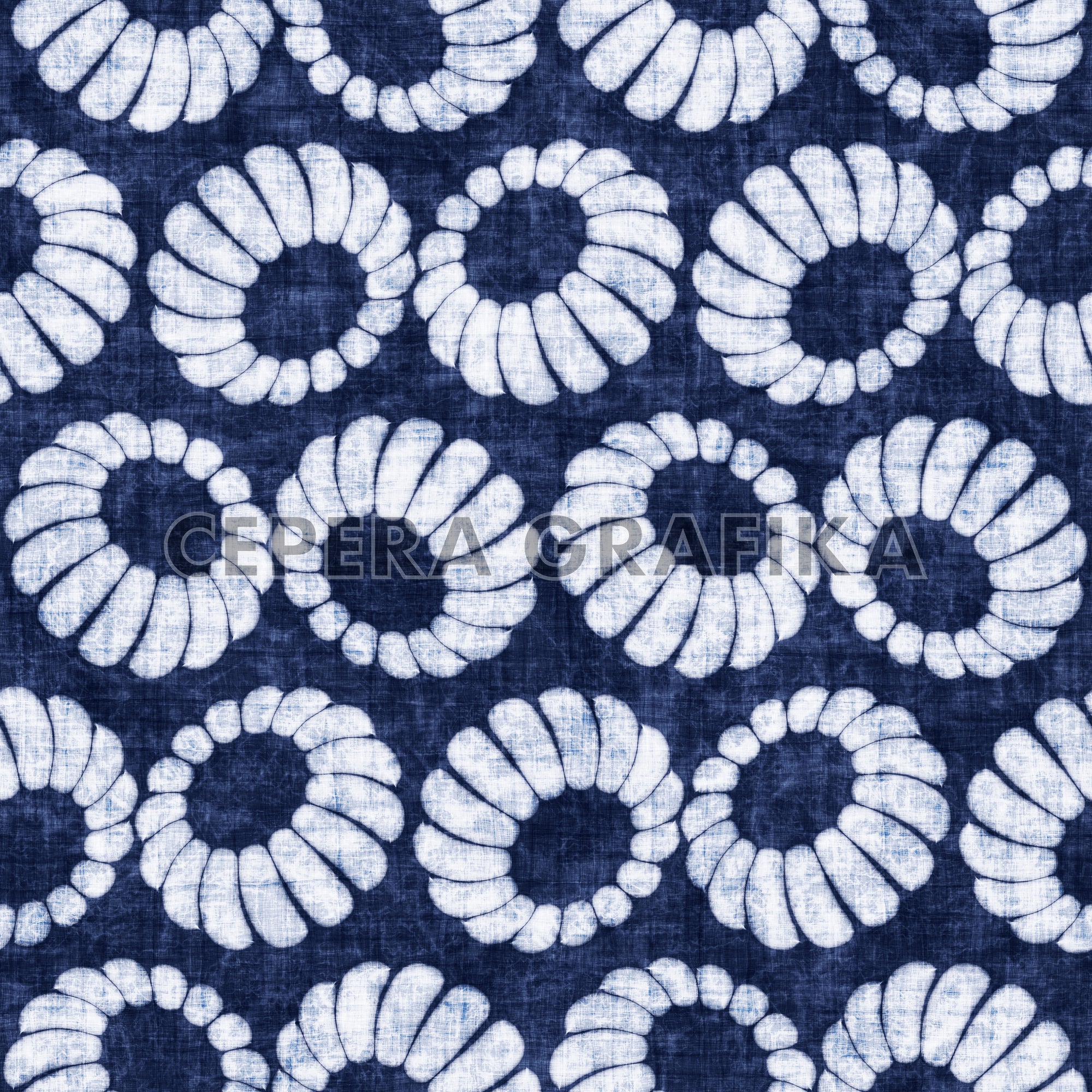 indigo-Dyed Floral Pattern