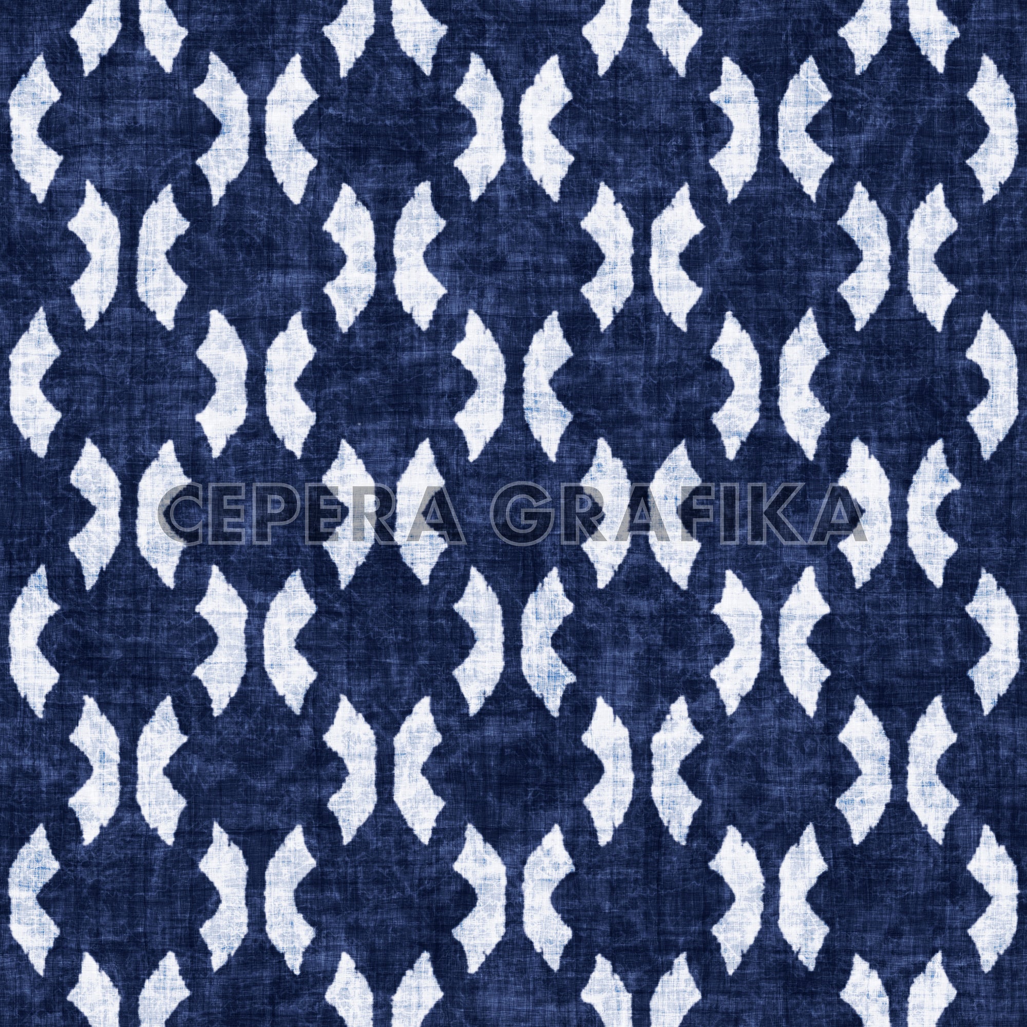 Indigo Wavy Ornate Pattern