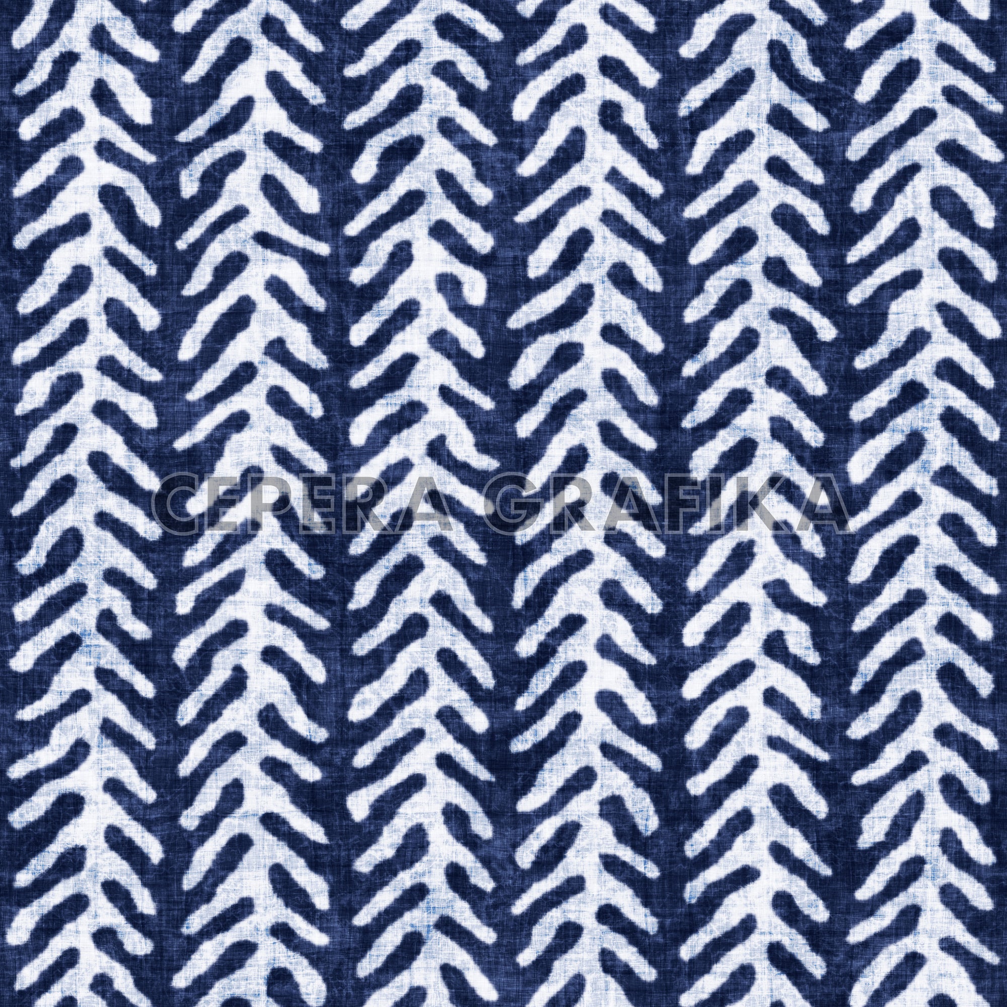 Indigo-Dyed Folk Herringbone Pattern