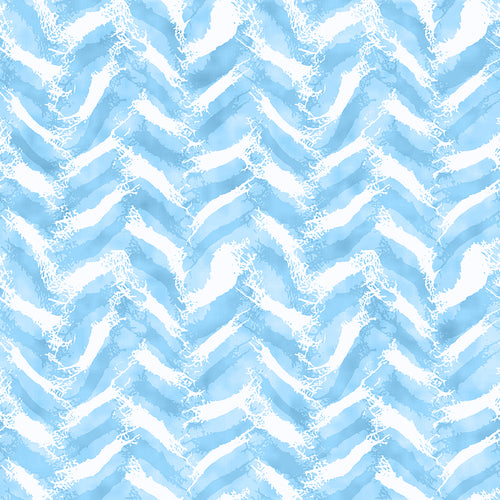 Sea Foam Blue Watercolour Drawn Herringbone Pattern