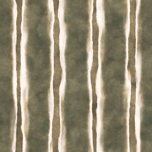 Olive Watercolour-Dyed Folk Stripes Pattern