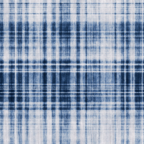 Bleached Indigo Shibori Plaid Checked Pattern