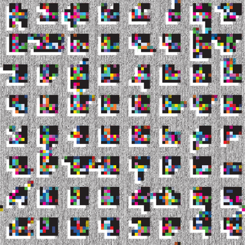 Multicolour Pixel Glitch Grid Pattern